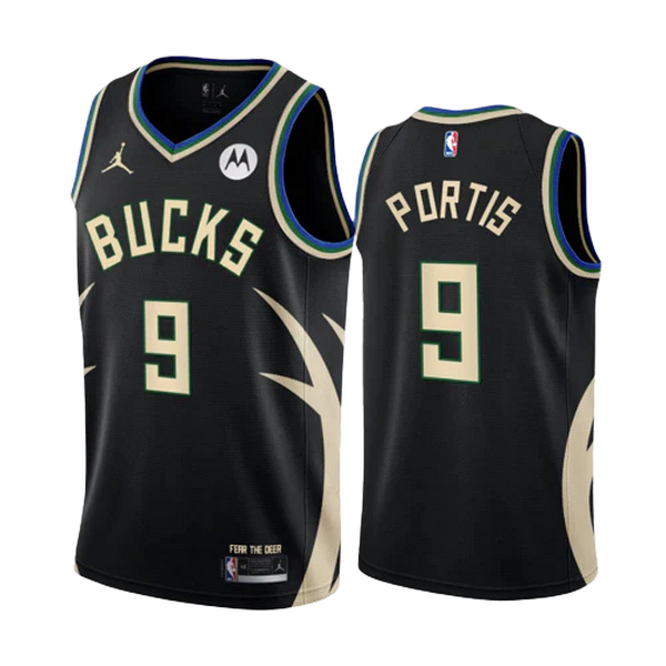Milwaukee Bucks Trikot Bobby Portis JR 9 Jordan 2022-23 Statement Edition Schwarz Swingman - Herren Milwaukee Bucks Trikot Bobby Portis JR 9 Jordan 2022-23 Statement Edition Schwarz Swingman - Herren